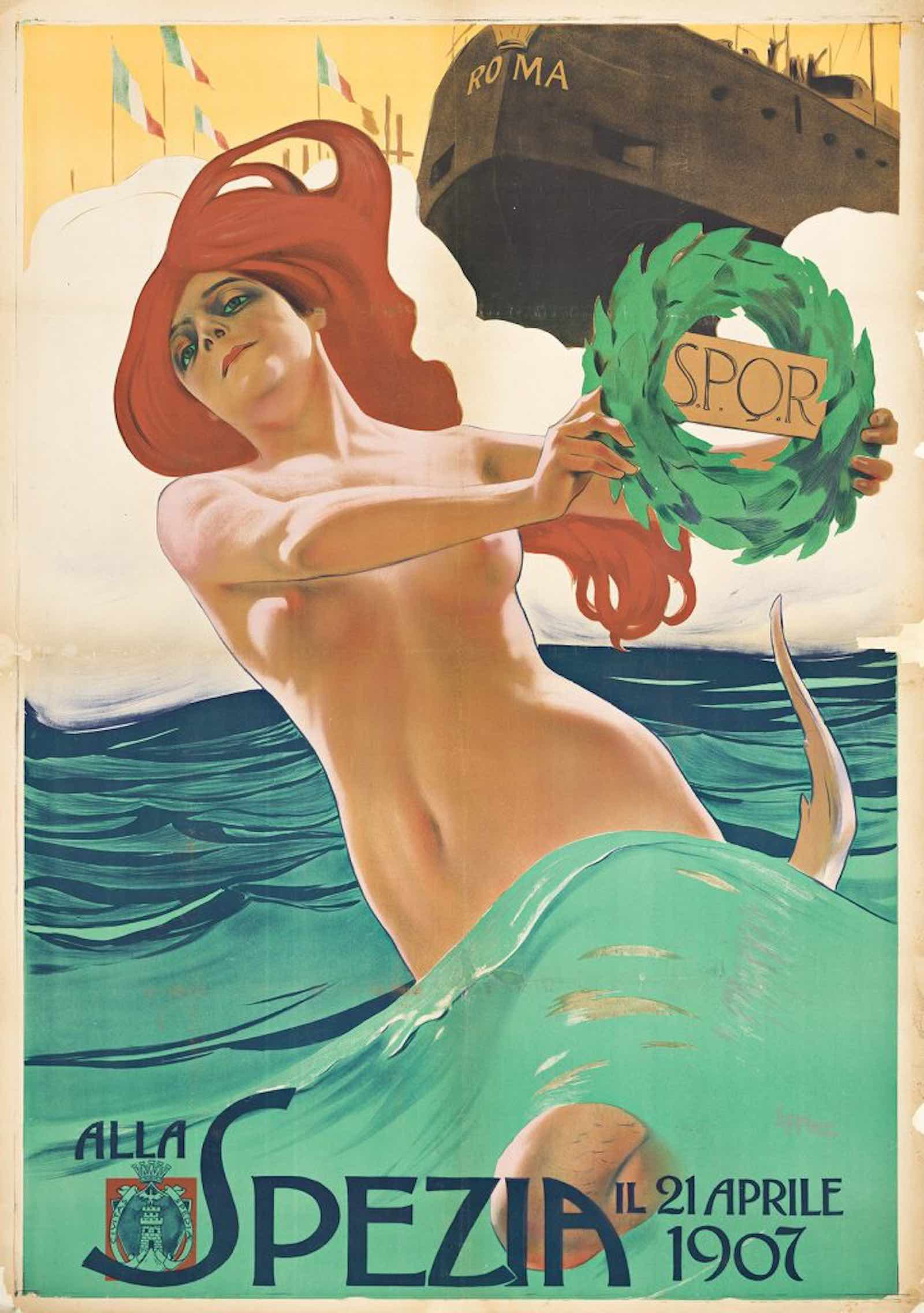 Leopoldo Metlicovitz, Alla Spezia, 1907. Estimate $10,000 to $15,000.