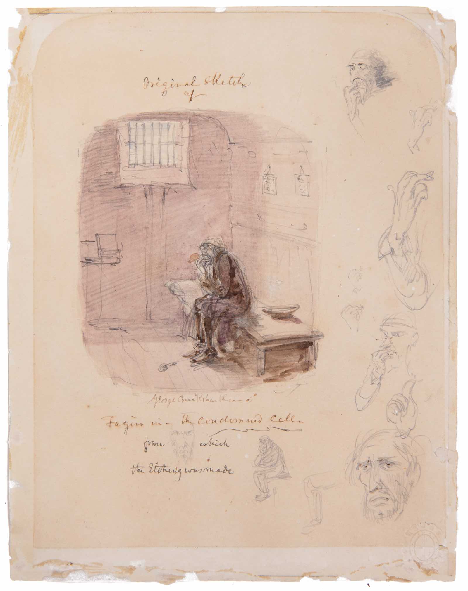 Sketch for Fagin in the Condemned Cell by George Cruikshank