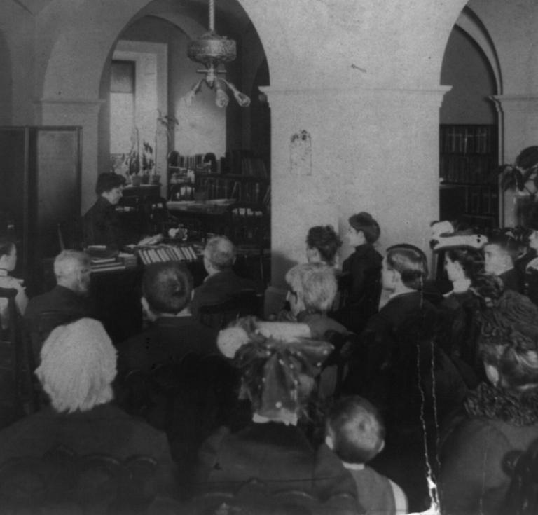 Reading room for the blind, photograph, 1900