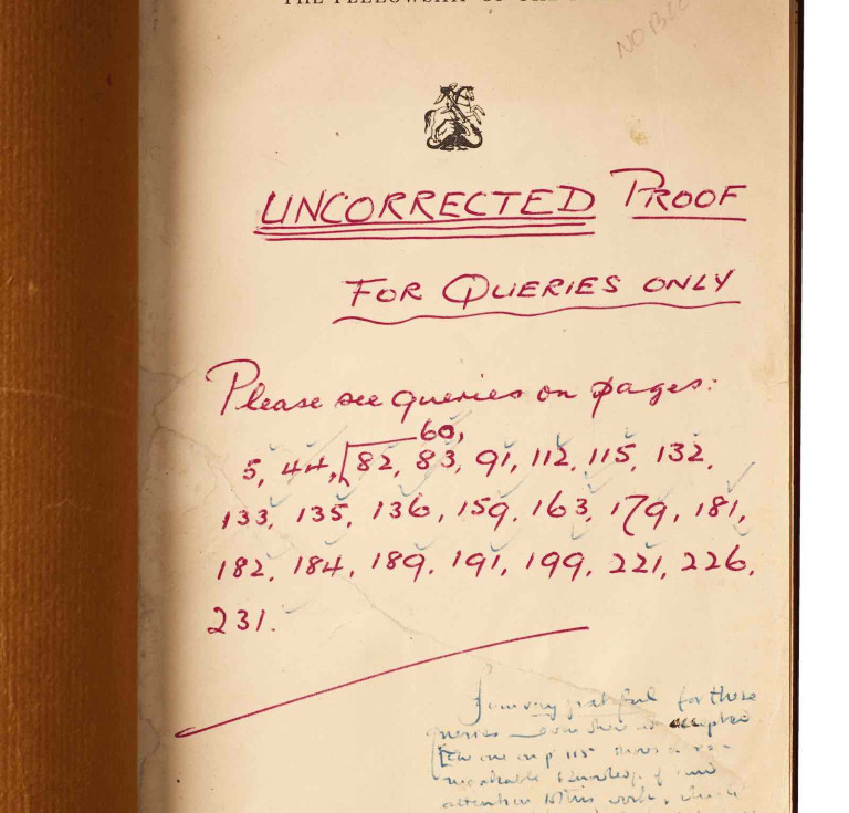 J.R.R. Tolkien’s corrected proofs of The Lord of the Rings, 1954 and 1955