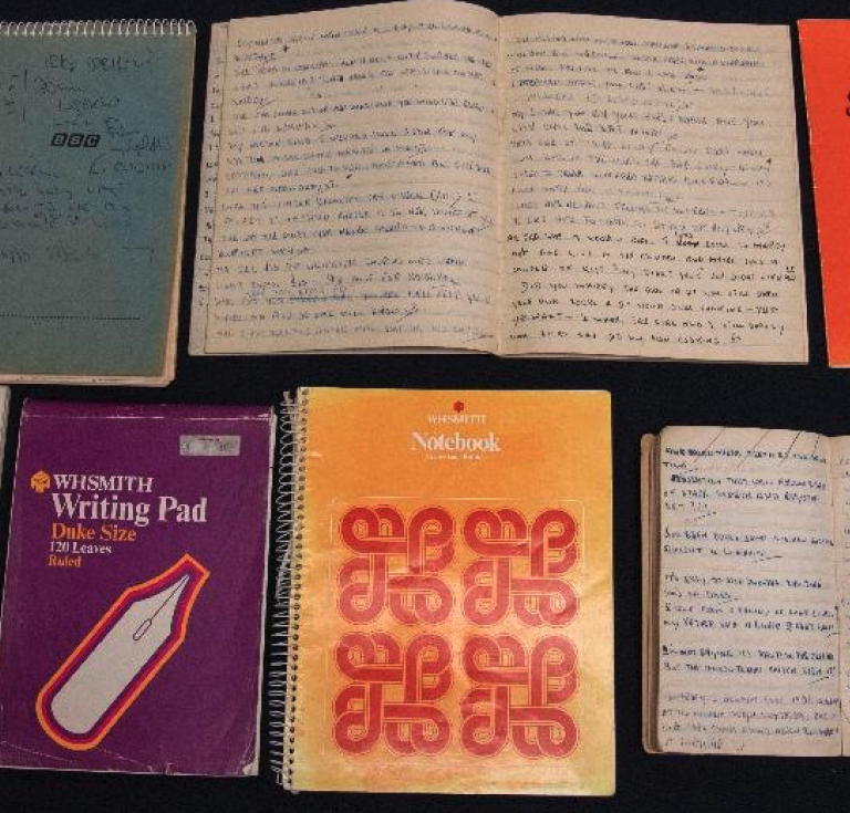 Group of seven notebooks of Eric Morecambe's manuscript joke ideas
